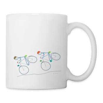 Road bike bicycle driving, funny stickman - Mug - white - Right