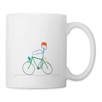 Bicycle stick figure, mobility sustainable - Mug - white - Right