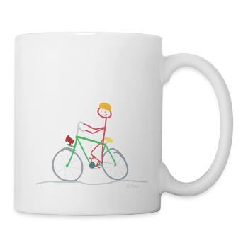 Bicycle stickman, mountain bike nature sport - Mug - white - Right