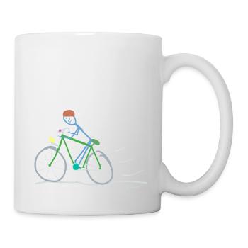 Road bike stickman, environmental protection sustainable - Mug - white - Right