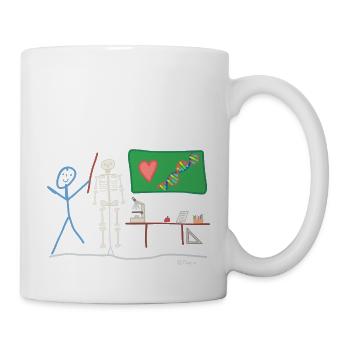 Lehrer Schüler Strichmännnchen Biologie Natur - Tasse - Weiß - Rechts