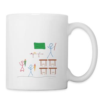 Schulanfang Strichmännnchen, Einschulung Kinder - Tasse - Weiß - Rechts