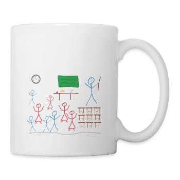Schulklasse Strichmännchen, Lehrer Schüler Seminar - Tasse - Weiß - Rechts