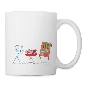 Chiffre de bâton pour grillades Smoker steak de saucisse grillé - Mug blanc - blanc - Droite