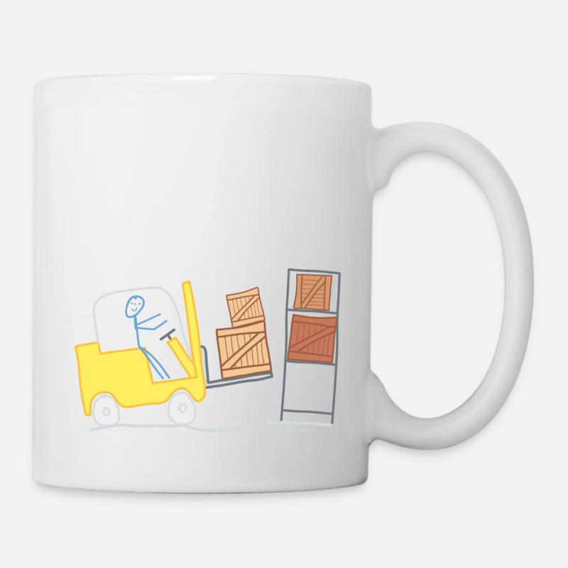 Gabelstapler Strichmännchen Logistik Lager Waren - Tasse - Weiß