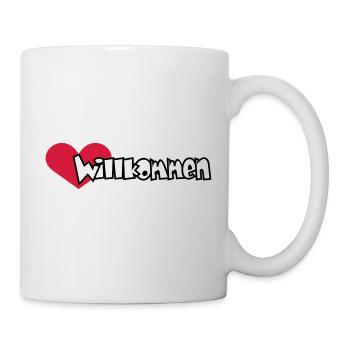 Herzlich Willkommen (2c) - Tasse - Weiß - Rechts
