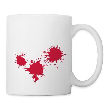 3 Blutflecken Klex Tropfen Farbe - Tasse - Weiß - Rechts