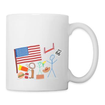 America USA Stick Figure Travel States Bridge - Mug - white - Right