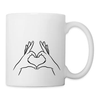 Hände Herz formen Herzsymbol Hand Geste - Tasse - Weiß - Rechts