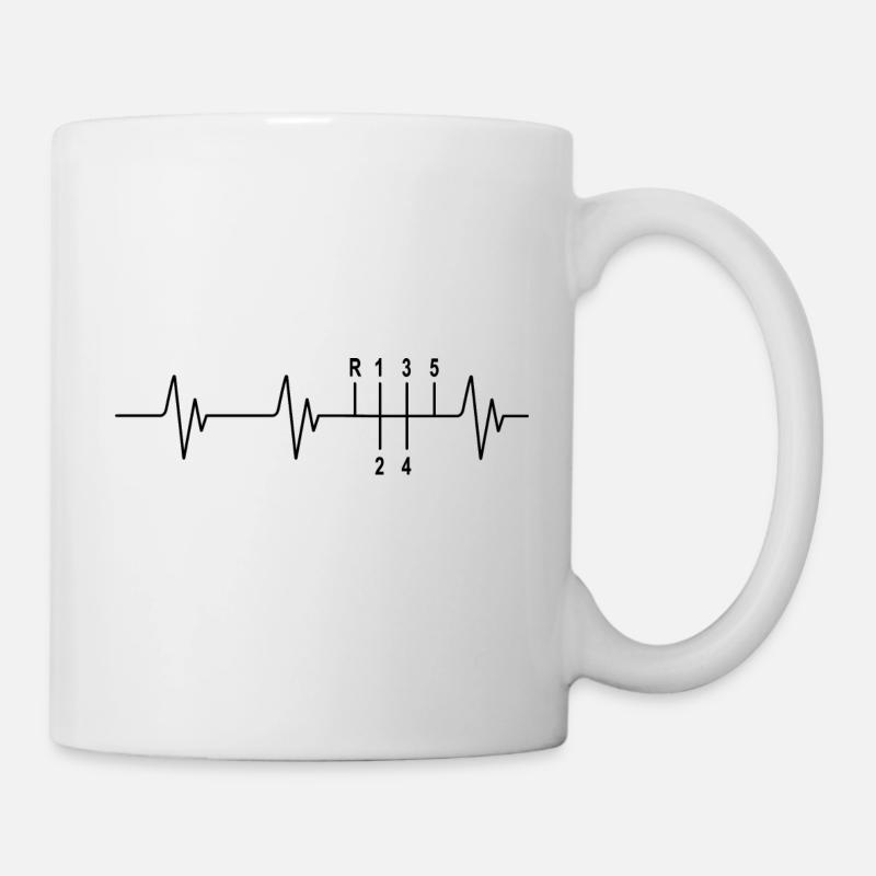EKG Auto Tuning Herz Puls Frequenz 5-Gang - Tasse - Weiß