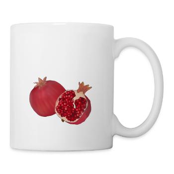 Granatapfel Grafik Logo Frucht Obst Zeichnung - Tasse - Weiß - Rechts