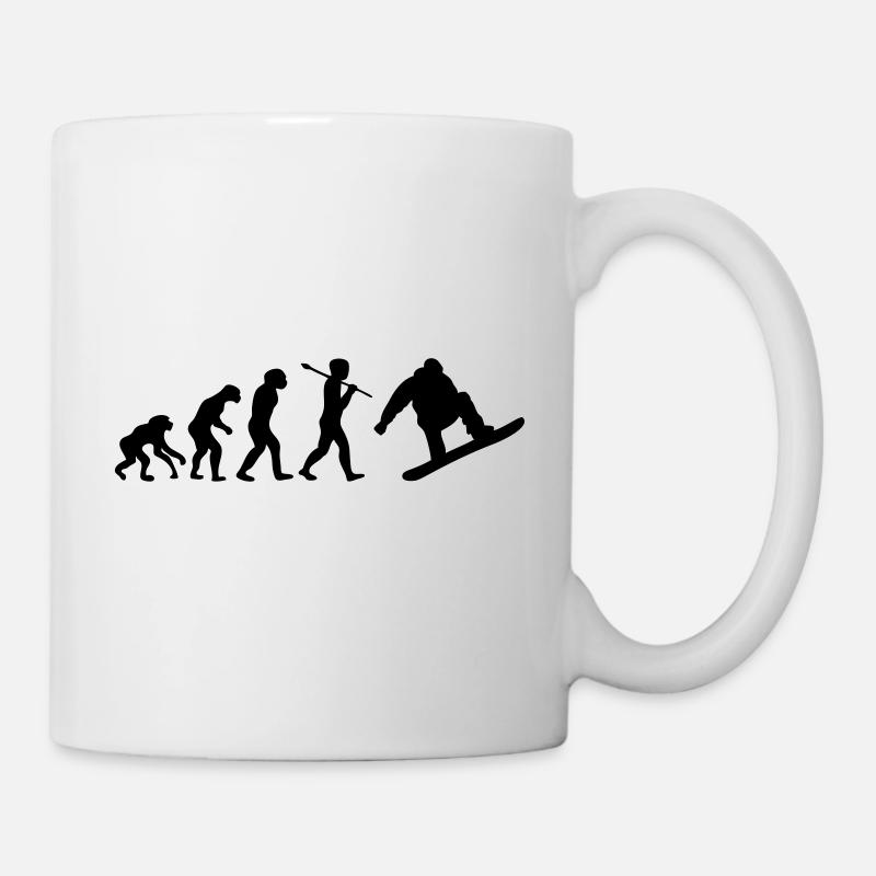 Evolution de l'homme en snowboard. - Mug blanc - blanc