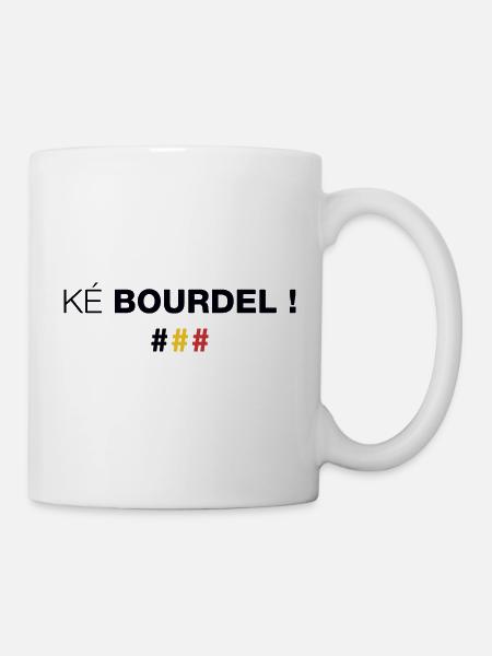 Ké bourdel ! Quel bordel ! en wallon (Dark) - Mug blanc - blanc