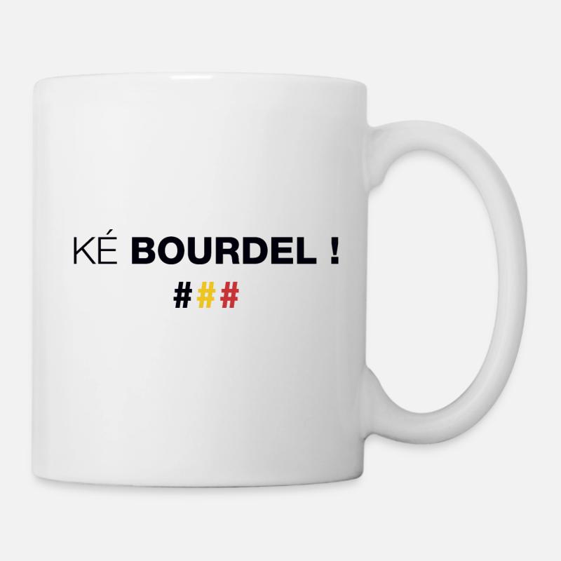 Ké bourdel ! Quel bordel ! en wallon (Dark) - Mug blanc - blanc