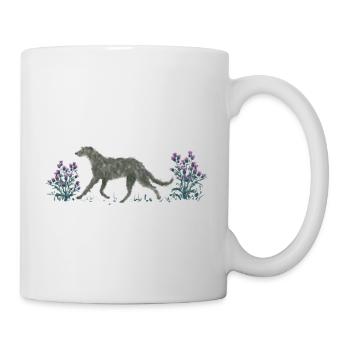 Deerhound and thistles - Mug - white - Right