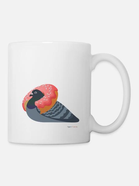 Taube liebt Donuts - Aber nur als Schmuck - Tasse - Weiß