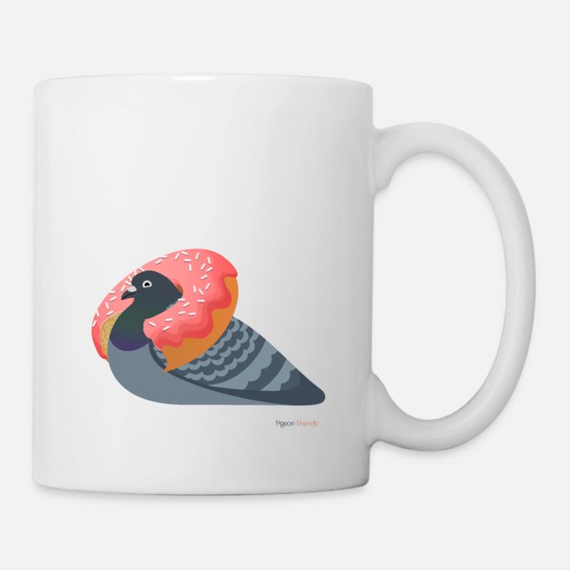 Taube liebt Donuts - Aber nur als Schmuck - Tasse - Weiß