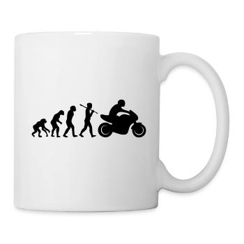 Motorrad Biker Evolution T-Shirt - Tasse - Weiß - Rechts