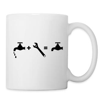 Klempner repariert Wasserhahn - Tasse - Weiß - Rechts