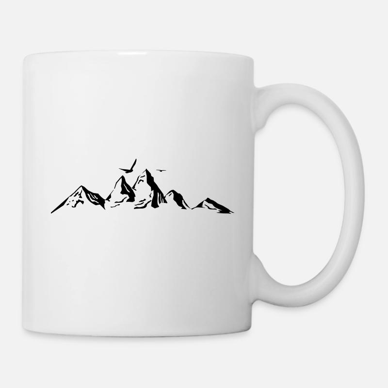 BERGE Gebirge Landschaft Silhouette Panorama - Tasse - Weiß