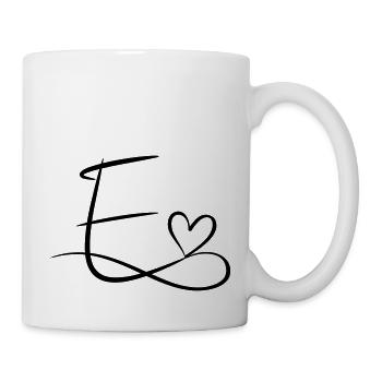 Letter E initial letter name calligraphy heart - Mug - white - Right