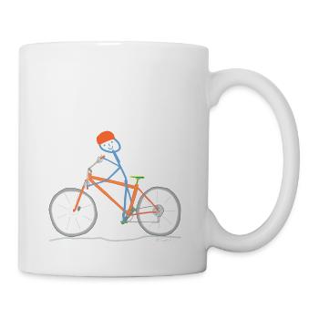 Fahrradfahren Strichmännchen Sport Freizeit Spaß - Tasse - Weiß - Rechts