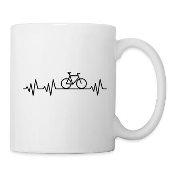 EKG Herzschlag Puls Fahrrad fahren Rad Radsport - Tasse - Weiß - Rechts