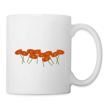 Calendula. Ringelblumen, Blumen - Tasse - Weiß - Rechts