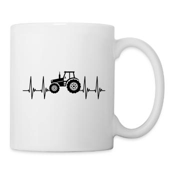 ECG, tracteur, agriculteur, conduite de tracteur, battement de coeur - Mug blanc - blanc - Droite