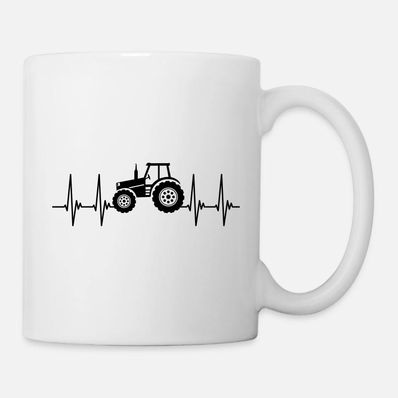EKG, Traktor, Landwirt, traktorfahren, Herzschlag - Tasse - Weiß