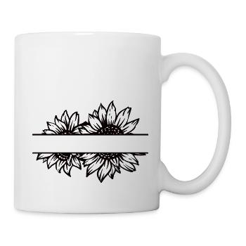 Double tournesol fendu noir - Mug blanc - blanc - Droite