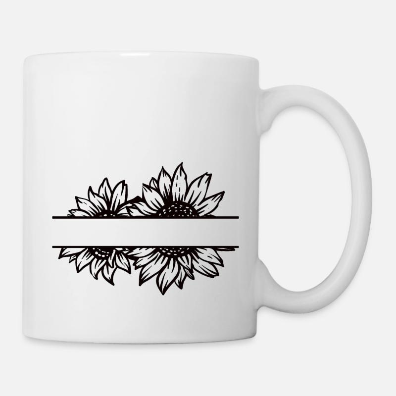 Double tournesol fendu noir - Mug blanc - blanc
