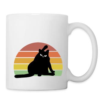 chat vintage et drôle qui a l'air en colère - Mug blanc - blanc - Droite