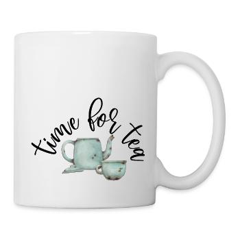 Time for Tea, Vintage Teapot and Cup - Mug - white - Right