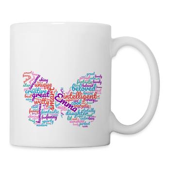 Emma Wordcloud Schmetterlingsgeschenk für Emma - Tasse - Weiß - Rechts
