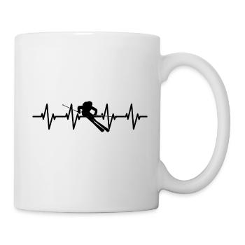 Les skieurs battements de cœur, Heartbeat, Sports d’hiver, Ski - Mug blanc - blanc - Droite
