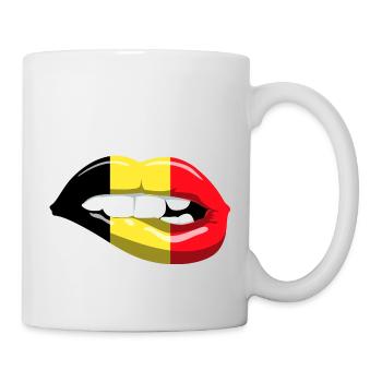 Belgien Flagge Lippen Mund Kussmund Lächeln - Tasse - Weiß - Rechts