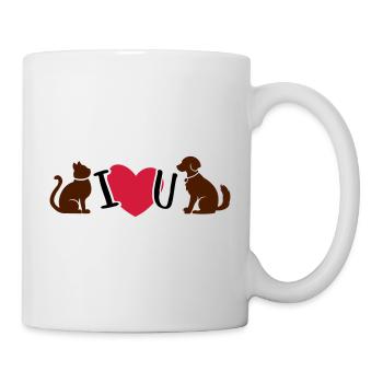 Chat et chien je t'aime - chat et chien je t'aime - Mug blanc - blanc - Droite