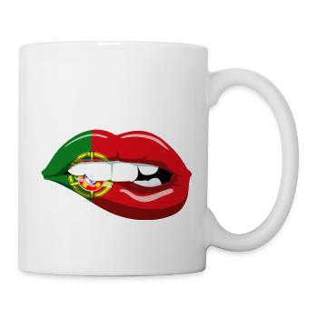 Portugal drapeau lèvres bouche Lisbonne femme portugaise - Mug blanc - blanc - Droite