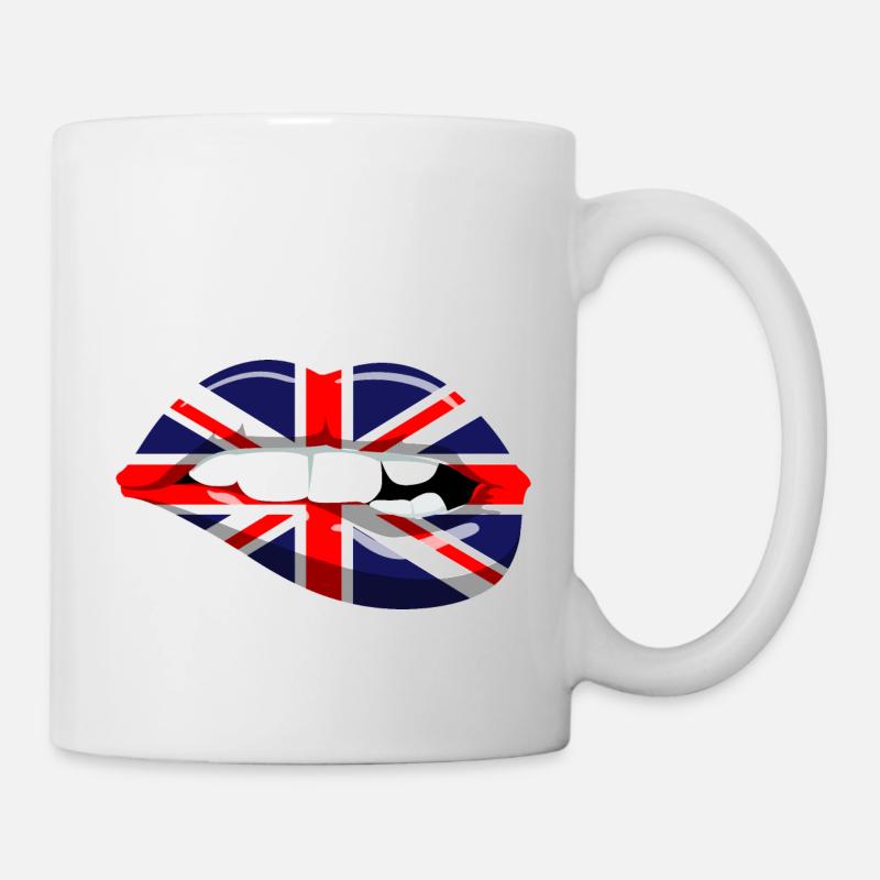 Drapeau Union Jack lèvres drapeau Grande-Bretagne GB - Mug blanc - blanc