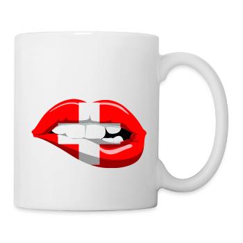 Schweiz Flagge Lippen Mund Heimat Kreuz - Tasse - Weiß - Rechts