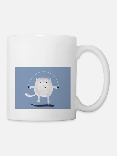 cat jumping rope - Tasse - Weiß