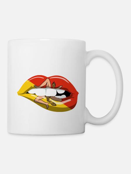Sicile Drapeau lèvres Italie Trinacria Italia - Mug blanc - blanc