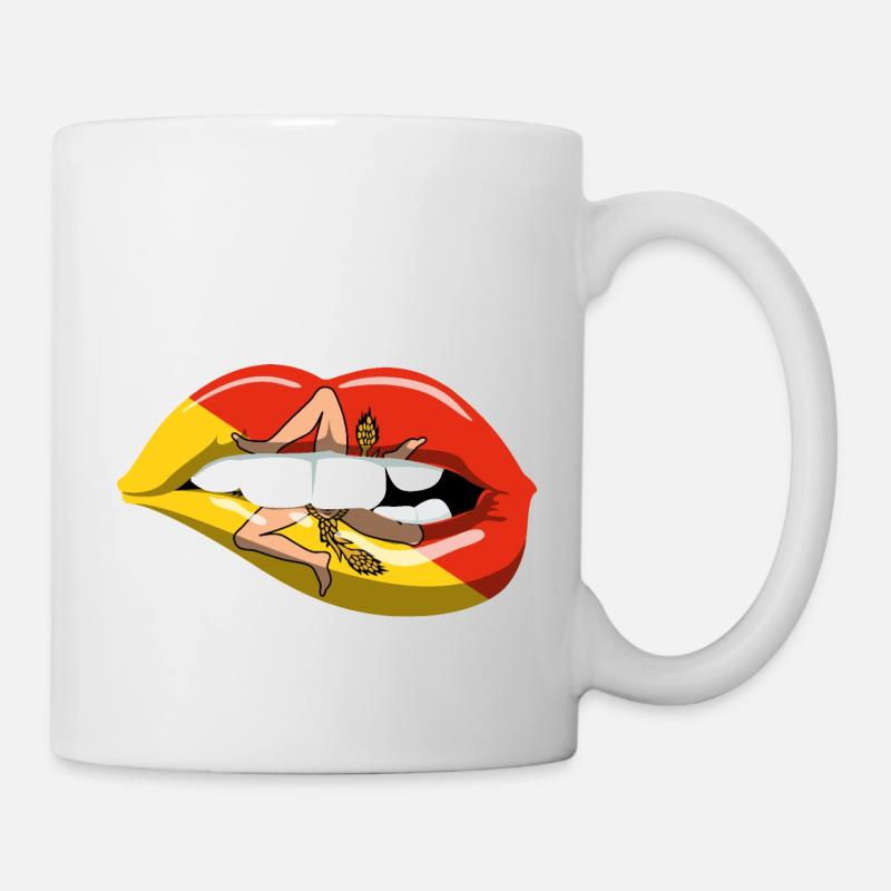 Sicile Drapeau lèvres Italie Trinacria Italia - Mug blanc - blanc