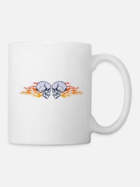 skull skull flame flame flame - Mug - white