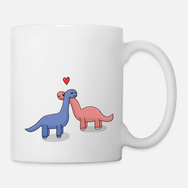 Langhals Dino Paar - Tasse - Weiß