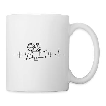 Caméraman Cinéaste Caméra Cadeau de battement de coeur - Mug blanc - blanc - Droite