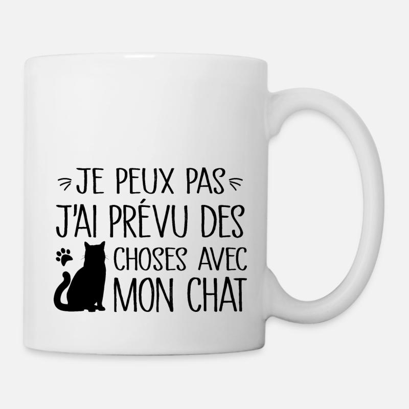 Je peux pas j'ai prévu des choses avec mon chat - Mug blanc - blanc