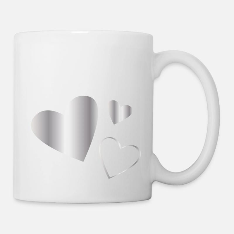 Herzen silber - Tasse - Weiß