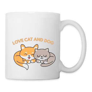 Chat et crabot d’amour - Mug blanc - blanc - Droite